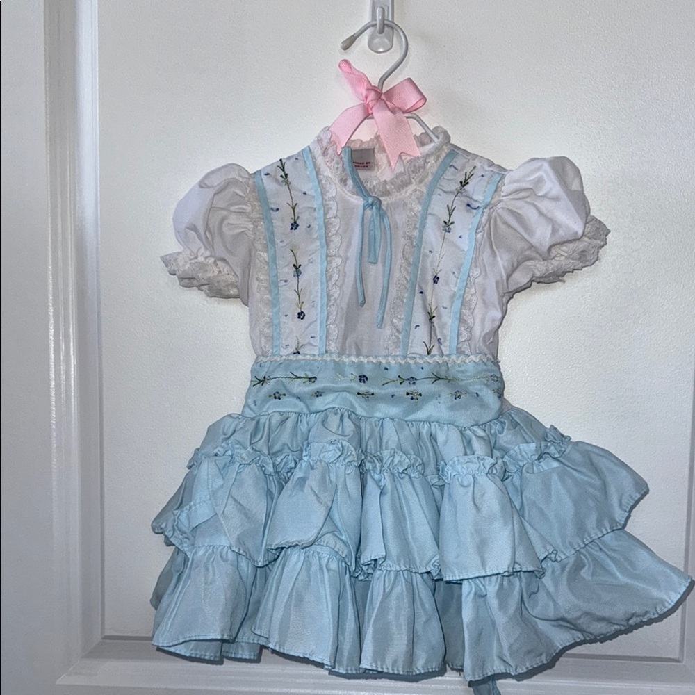 VINTAGE powder blue PILI handmade embroidered layered dress 1